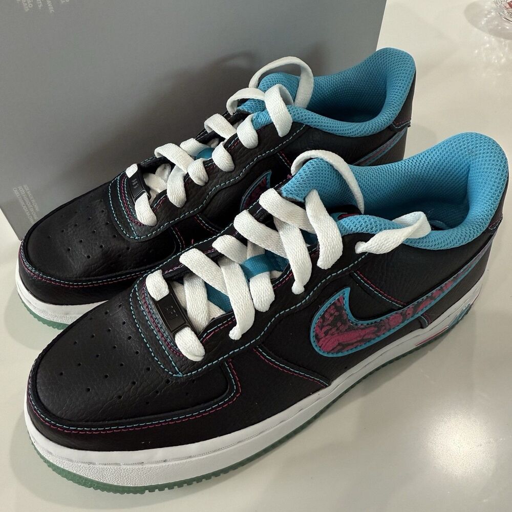 Nike Air Force 1 LV8 Miami Nights GS 5Y Wmns 6.5 Black Teal Pink DD9207-001 New